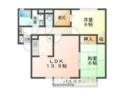 グリーンコートA棟(2LDK/1階)の間取り写真