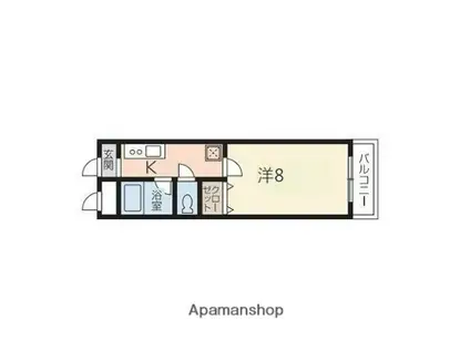 ワンルーム上大野(1K/3階)の間取り写真