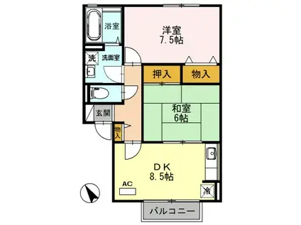 ラフィーネ98 B棟(2DK/2階)の間取り写真