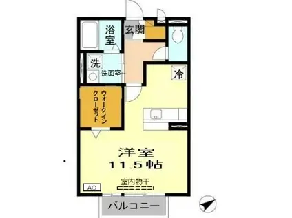 アゼリア宮上 B棟(ワンルーム/2階)の間取り写真