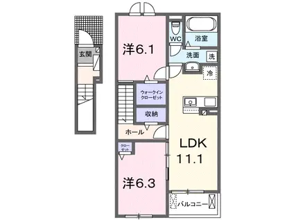 ソレイユ こだま(2LDK/2階)の間取り写真