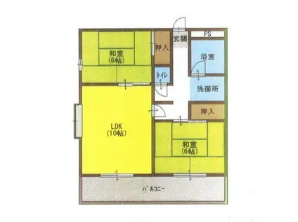 和興花影ハイツ(2LDK/4階)の間取り写真