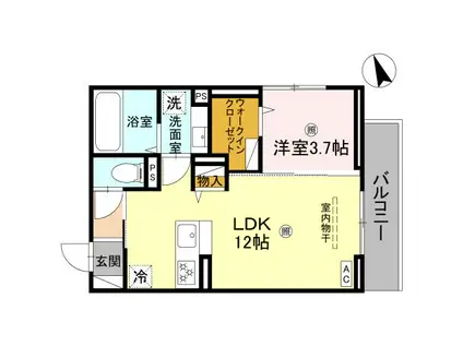 D-PLACE町坪(1LDK/2階)の間取り写真