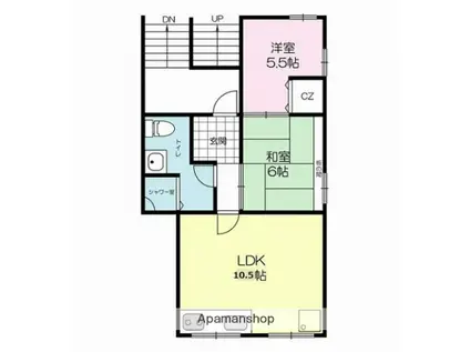 USビル塩町(2LDK/4階)の間取り写真