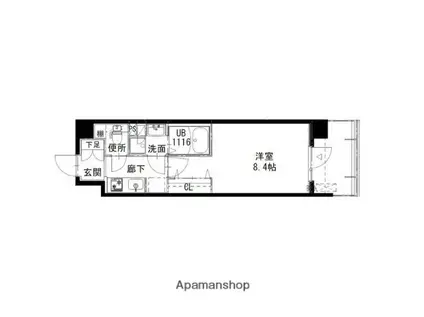 アルティザ姫路(1K/4階)の間取り写真