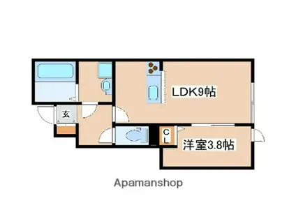 GREEN BELL赤穂(1LDK/1階)の間取り写真