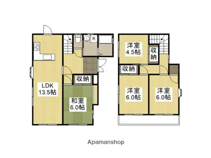 山陽本線 姫路駅 バス乗車時間:20分 継南口停バス停で下車 徒歩20分 2階建 築36年(4LDK)の間取り写真