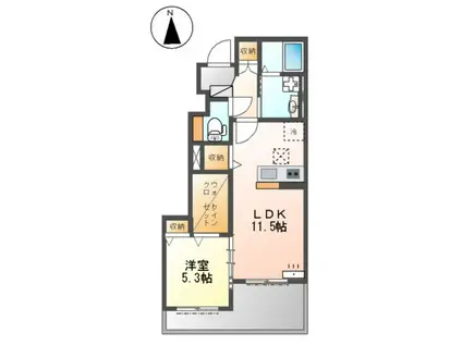 アルモカーサ(1LDK/1階)の間取り写真