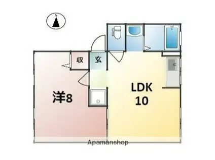 エステートピア・ルンビニーB(1LDK/1階)の間取り写真