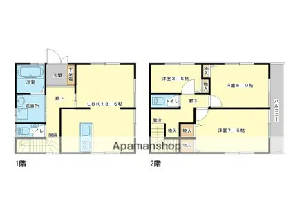 山陽電気鉄道本線 手柄駅 徒歩11分 2階建 築22年(3LDK)の間取り写真
