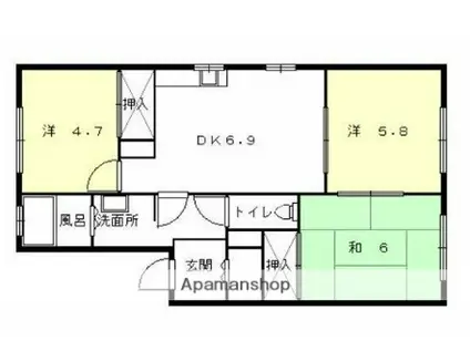 カルネY(3DK/2階)の間取り写真