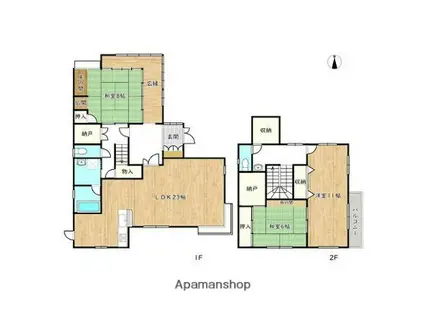 山陽電気鉄道網干線 山陽天満駅 徒歩15分 2階建 築35年(3LDK)の間取り写真