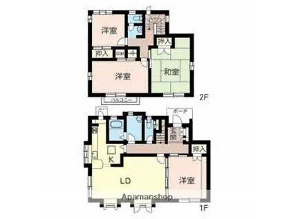 播但線 砥堀駅 徒歩34分 2階建 築36年(4LDK)の間取り写真