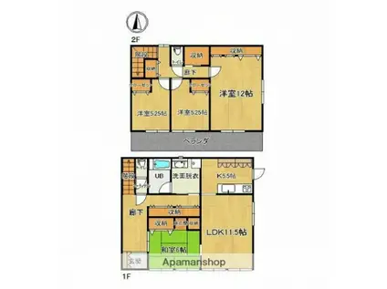 山陽本線 はりま勝原駅 徒歩7分 2階建 築28年(4SLDK)の間取り写真