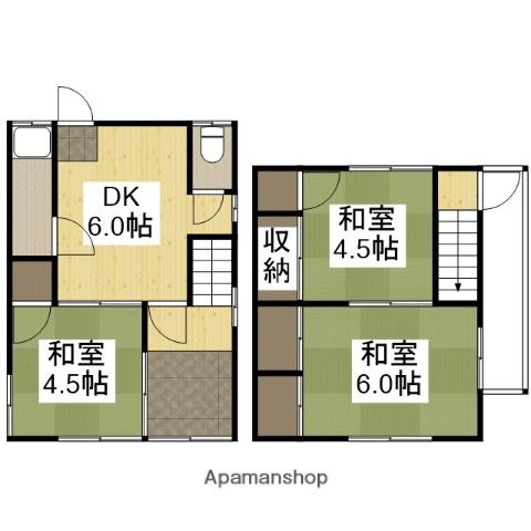 姫新線 播磨高岡駅 徒歩23分 2階建 築53年(3DK)の間取り写真