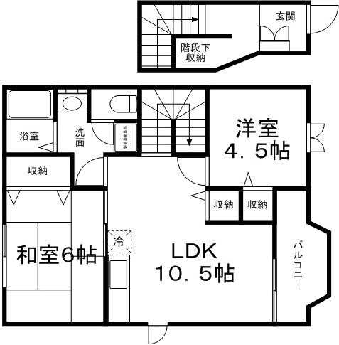 パインリバーズ Ⅱ(2LDK/2階)の間取り写真