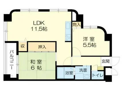 ロイヤルコーポ荒井(2LDK/4階)の間取り写真