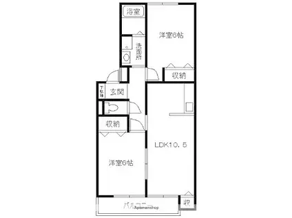 サニーコートⅡ(2LDK/2階)の間取り写真