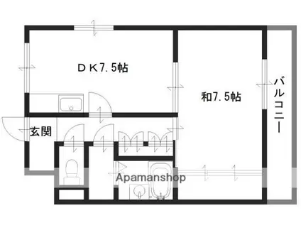 ハイライフ高砂(1DK/2階)の間取り写真