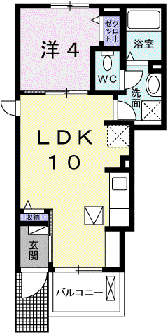 エスペランサ白国Ⅱ(1LDK/1階)の間取り写真