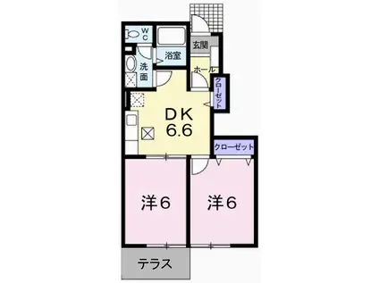 ピュアメゾン(2DK/1階)の間取り写真