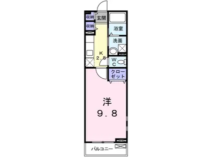 サン クレメントB棟(1K/2階)の間取り写真