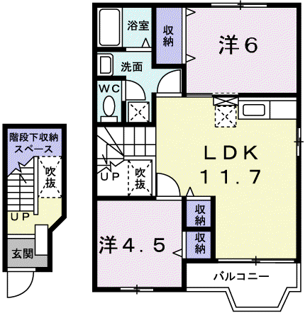 プロムナード(2LDK/2階)の間取り写真