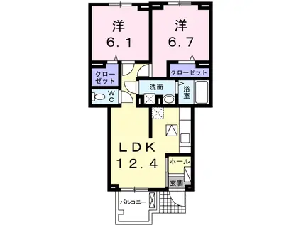 ココアガーデン(2LDK/1階)の間取り写真