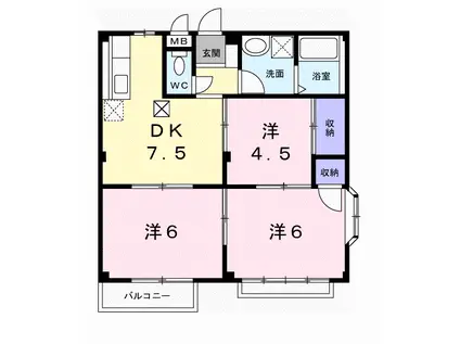 エルディム正木(3DK/2階)の間取り写真
