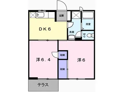 シャルマン101(2DK/2階)の間取り写真