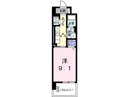 ポーシェガーデンⅡ(1K/5階)の間取り写真