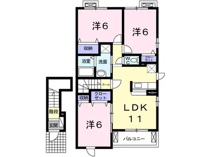 オアシス上ノ茶屋(3LDK/2階)の間取り写真