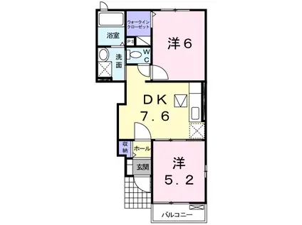 BELLESOLEILⅡ(2DK/1階)の間取り写真