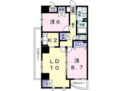 シエル青山(2LDK/4階)の間取り写真
