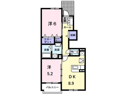 カトレーヴⅢ(2DK/1階)の間取り写真