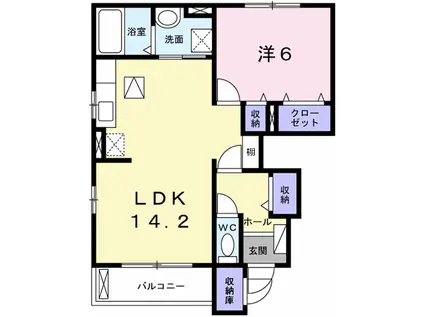 リバーサイドガーデン(1LDK/1階)の間取り写真