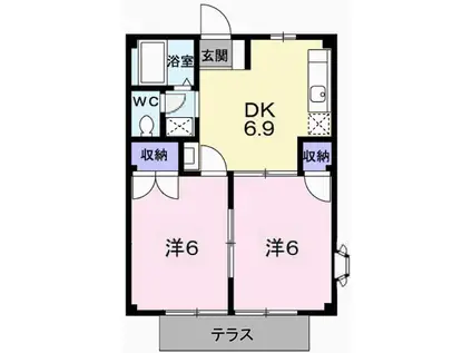エルガーデン Ⅰ(2DK/1階)の間取り写真