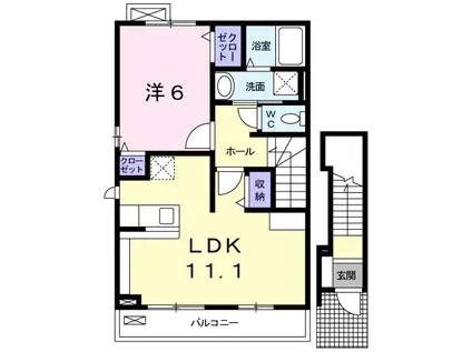 ヴィラ グリチーネⅠ(1LDK/2階)の間取り写真
