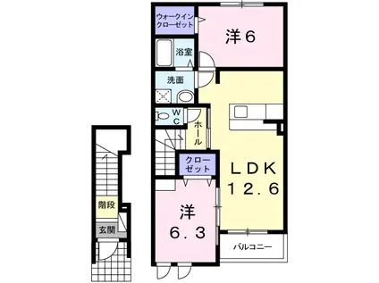 ヌーベル・ヴァン B棟(2LDK/2階)の間取り写真
