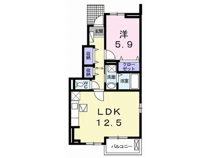 グラン ルーチェⅡ(1LDK/1階)の間取り写真
