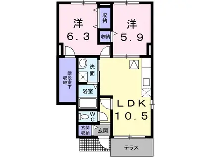 グリーンベルト(2LDK/1階)の間取り写真