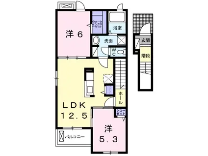 CELL CUBE(2LDK/2階)の間取り写真