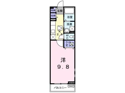 サン クレメントA棟(1K/1階)の間取り写真