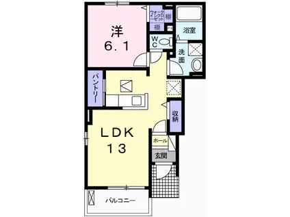 ラミヤカーサ(1LDK/1階)の間取り写真