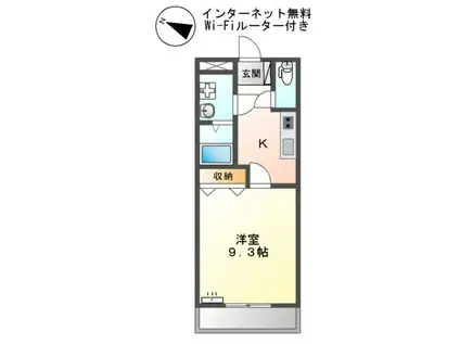 レインボーヒルズ(1K/1階)の間取り写真