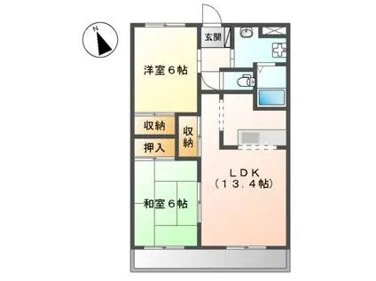 ミィーティア(2LDK/2階)の間取り写真