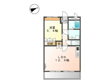 グランディール ステージ(1LDK/1階)の間取り写真