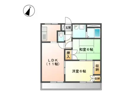 ノーブルハイツ(2LDK/1階)の間取り写真