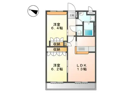 プレッソリーバ(2LDK/1階)の間取り写真