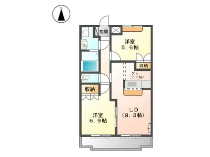 ストークコーポ大津茂(2LDK/1階)の間取り写真